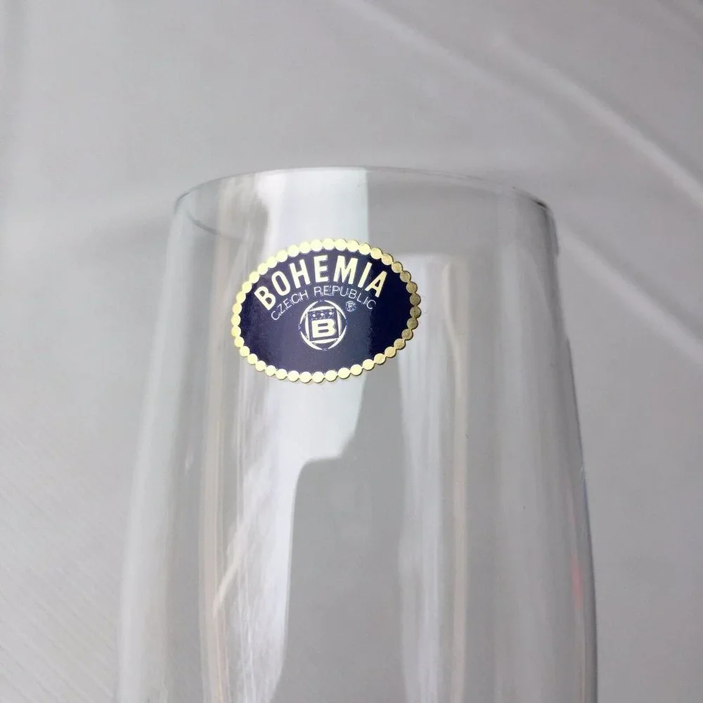 2 Bohemia Crystal Champagne Glass Flutes 6 oz Czech Republic 9